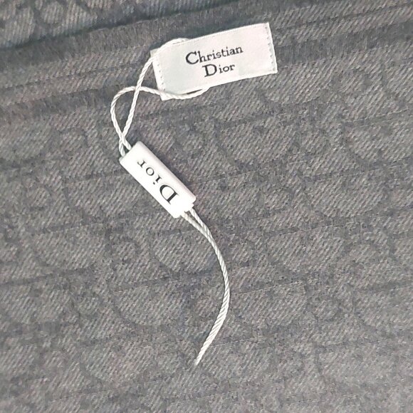 Vintage Christian Dior Monogram Dark Gray & Light Gray Fall Winter Scarf Scarves - Picture 6 of 10